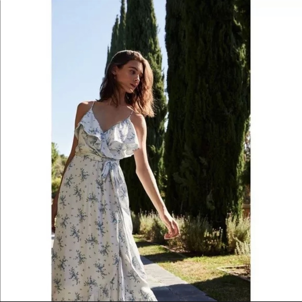 Wayf- The Claudia Ruffle Faux Wrap Gown